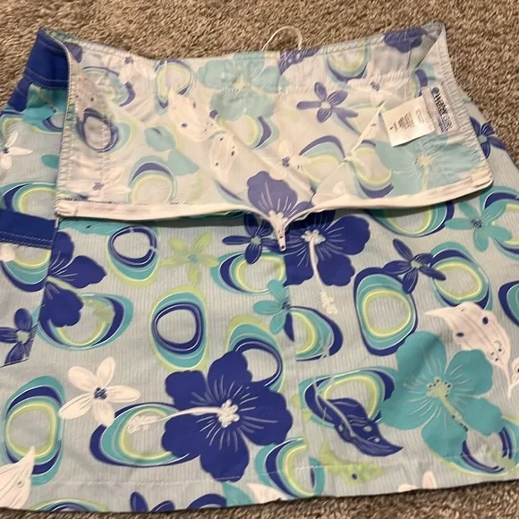 Water Girl by Patagonia Blue Print Hiking Surf ‎ Skirt Size 6 Hibiscus comfort - Picture 12 of 16